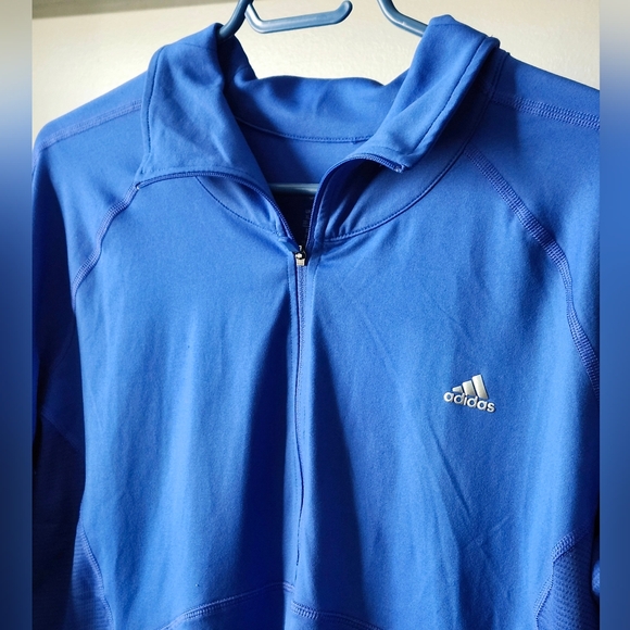 Adidas Blue Climalite 1\4 Zip Sweatshirt Long Sleeve Mock Neck, men's Size L - Picture 3 of 12